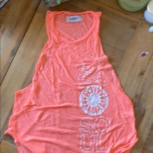 Soul Cycle Bright Coral Muscle Tee, Small